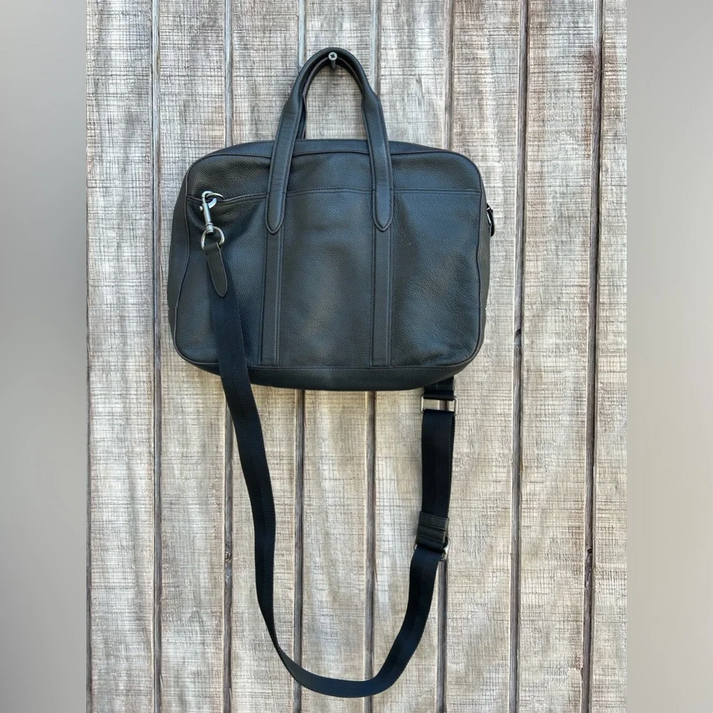 COACH black pebbled leather Metropolitan slim briefcase